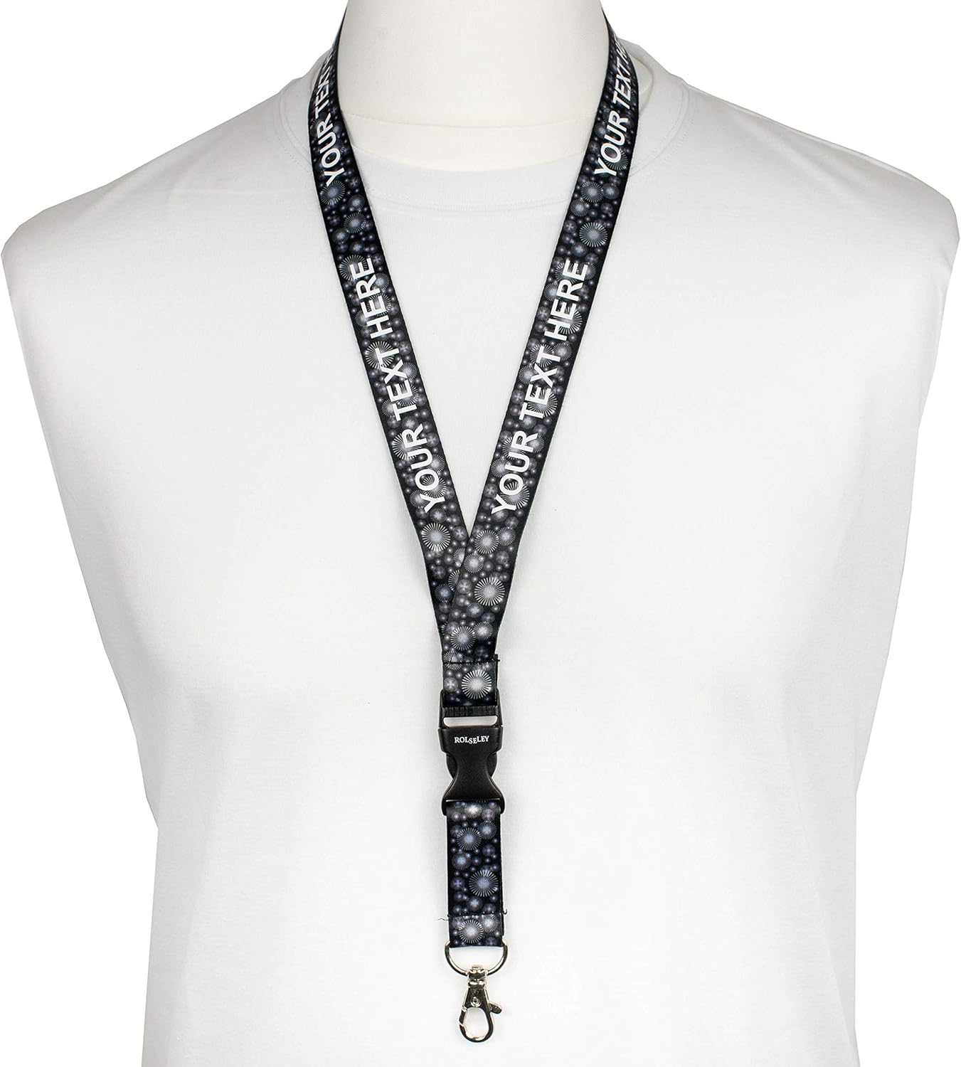 Lanyard Neck Strap for id Badge Holder with Metal Clip (Black Circles