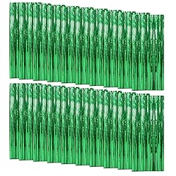 20 Pack Foil Curtain Backdrop Green Metallic Tinsel