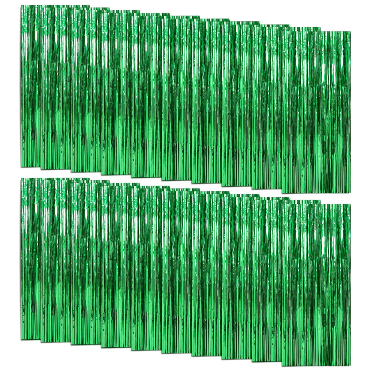 20 Pack Foil Curtain Backdrop Green Metallic Tinsel