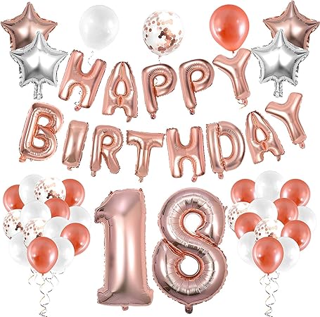 Wolintek Set 18esimo Compleanno Decorazioni Oro Rosa 18 Anni Compleanno Decorazioni Per Ragazza Donna 18 Compleanno Festa Decorazioni Palloncini Compleanno E Pendenti A Spirale Amazon It Casa E Cucina