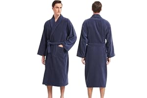 SNEFROU ROBE Bathrobe for Men-Classic Towels Bathrobe for men, Cotton Terry Cloth Robe, Knee Length Spa Luxury Hotel Bathrobes for Men