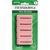Ticonderoga Wedge Erasers, Pink, 5 Count