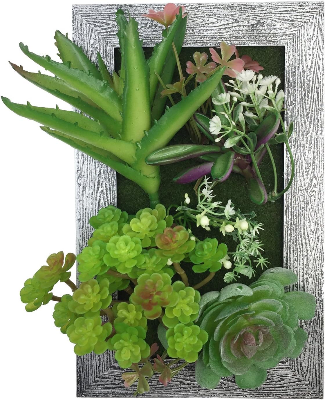 PietyDeko 3D Frames Artificial Succulent Arrangement Tabletop Decoration or Wall Mounted Sculptures Green