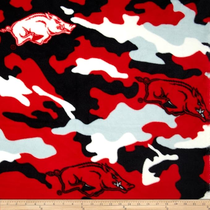 Collegiate Fleece University of Arkansas Camo Fabric By The