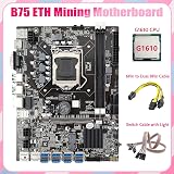Lodokdre B75 Mining Motherboard 8xPCIe to USB G1610 CPU Switch Cable 6Pin to view 2