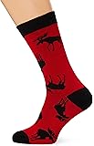 Little Blue HouseHatley Men's Crew Socks - Moose on Red, One Size