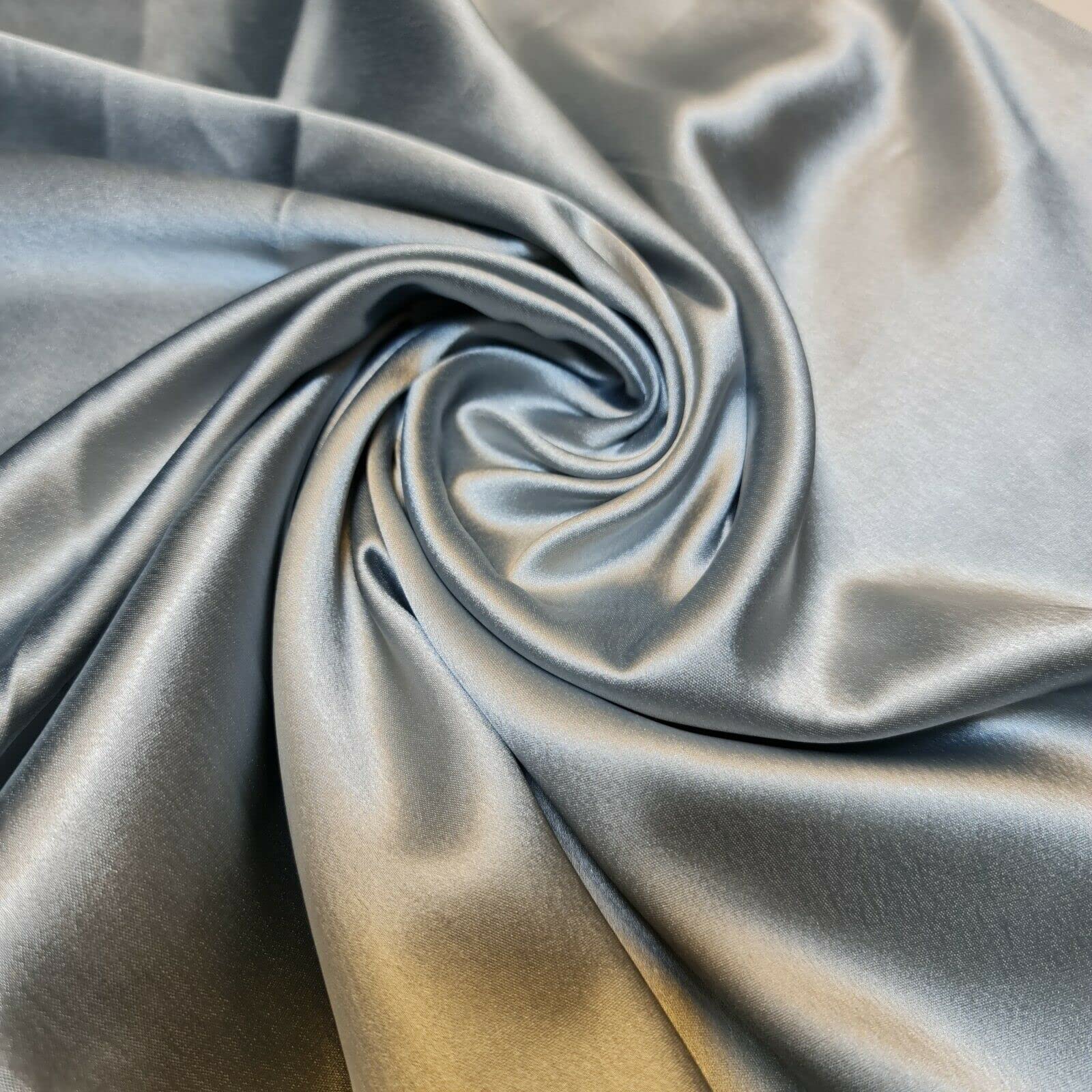 Glossy Charmeuse Silk Satin Bridal Dress Polyester Lining Craft Fabric 44" Meter (2 Meter, Silver)