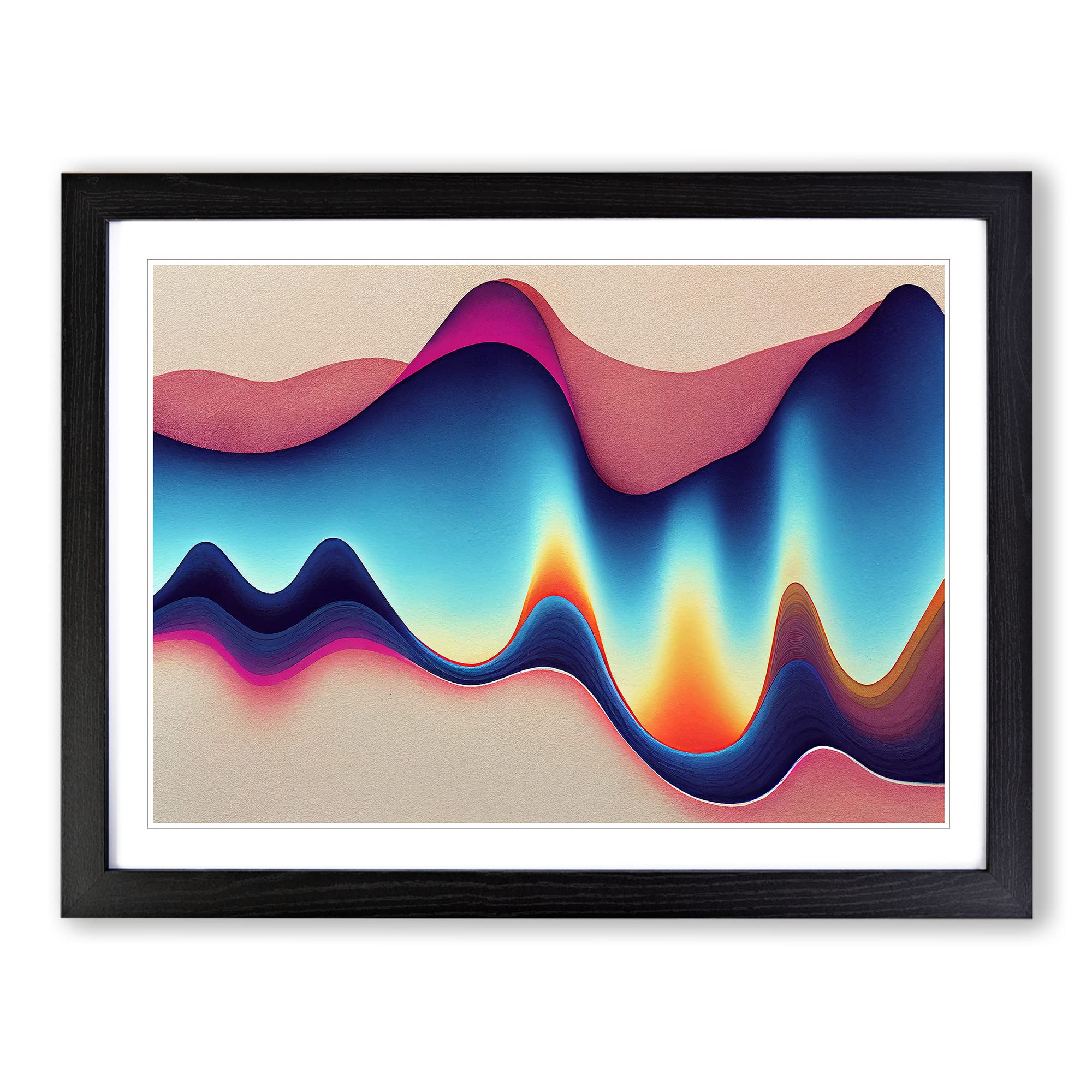 Abstract Soundwave Art Vol.1 Framed Print | A4 Black Framed Wall Art | Ready to Hang | Abstract Fantasy Picture | Living Room Bedroom Lounge Office