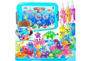 AGENTLAN Magic Water Elf Toy Kit，Aqua Fairy Squishy Making kit with 10 Water gels&8 molds,Magic Jelly elf,Glow in The Dark Water Pets Craft Kits,Sensory Toy Gift Ages 3 4 5 6 7 8 9