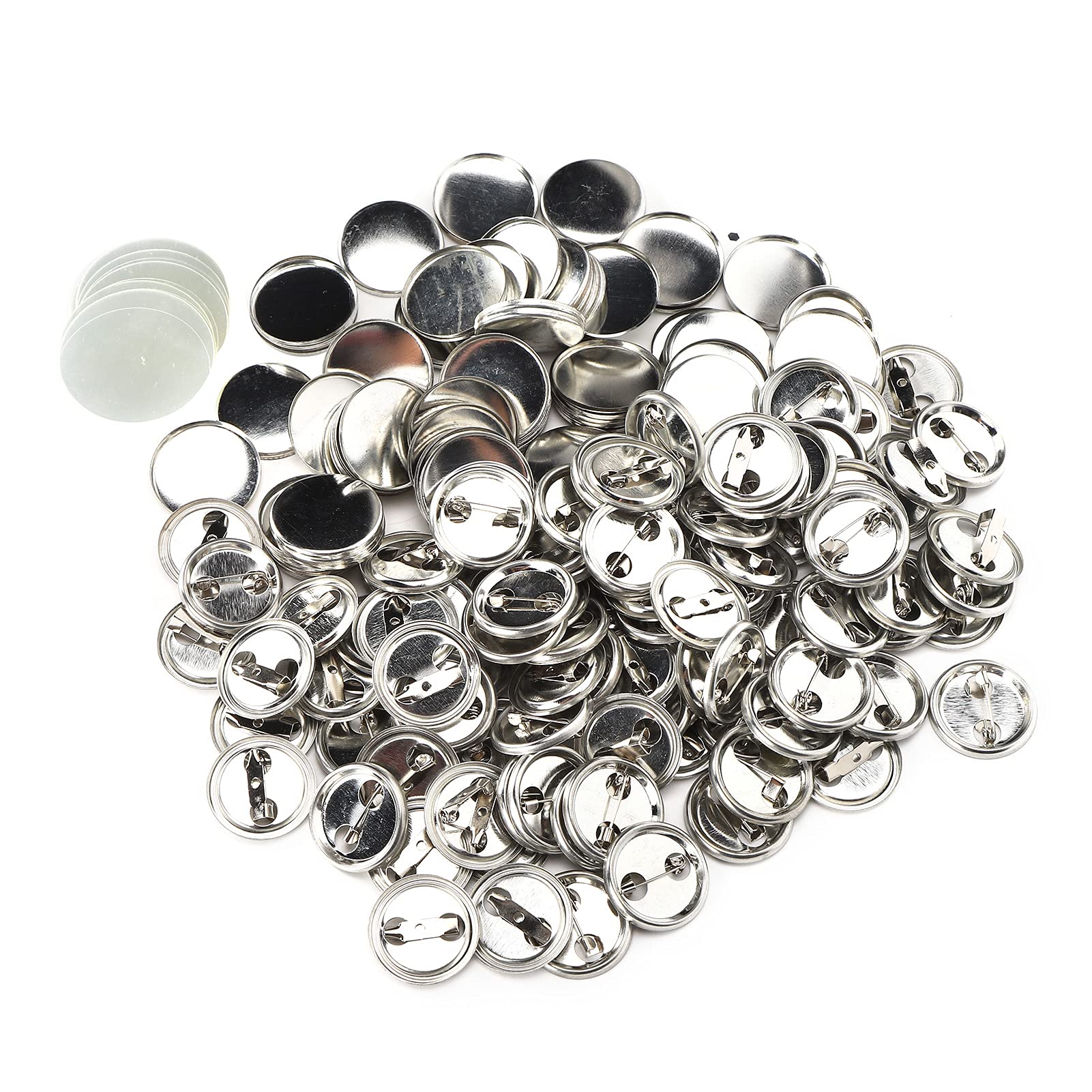 Blank Button Badges 100PCS 25MM, Make Your Own Badges DIY Handmade Round Metal Safety Pin Badge Emblem Parts Supplies for Crafts Projects Gifts