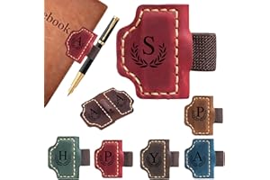 AOQUNXI Custom Bygone Mark Bookmark with Pen Holder, 26 Letters Name Initial Erebloom Personalized Magnetic Leather Book Mark, Magnetic Pen Holder Bookmark for Reading Men Women (Red, S)