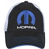 Checkered Flag Men's Mopar Cap Adjustable Black & White Mesh Back Trucker Hat