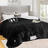 greenoak Heated Blanket Electric King Size 100"X90" Dual Control, Heating Blanket 10 Heat Levels 1/2/4/6/8 Hours Auto-Off Overheat Protection, Soft Sherpa Warm Blanket, ETL Certified Lacquered Black