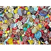 2,29 oz (65 g) Assorted Beads Mix: Czech Glass Beads, Flower & Leaf Shapes - Flower Beads for Jewelry Making