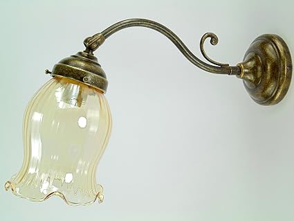 Wandleuchte In Messing Bruniert Wandlampe Jugendstil Mit Glas