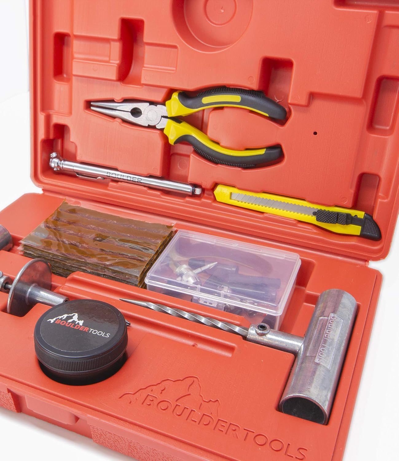 Boulder Tools - Heavy Duty Tire Repair Kit for Car, Truck, RV, SUV, ATV, Motorcycle, Tractor, Trailer. Flat Tire Puncture Repair Kit: Automotive