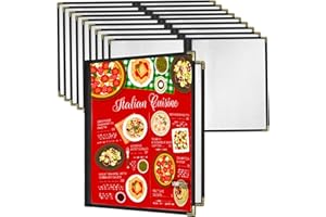 QNTCCX Menu Covers 8.5 x 11 Inch Transparent Restaurant Menu Covers Menu Holder Fits A4 Size Paper for Bar Cafe Restaurant Home School, Black(2 Page 4 View, 10 Pcs)