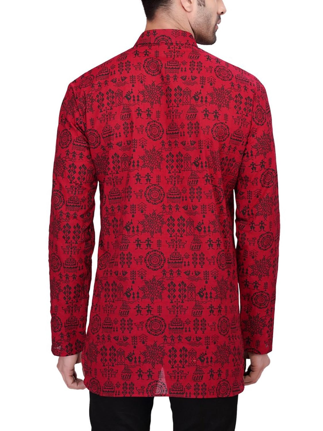 rg designers men's full sleeve short kurta d6578maroonwarli