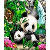 Dawhud Direct Precious Pandas Fleece Blanket for Bed, 50" x 60" Panda Fleece Throw Blanket for Women, Men and Kids - Super Soft Plush Panda Blanket Throw
