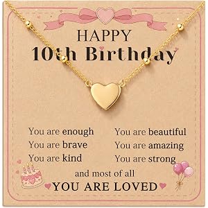 HGDEER You Are Loved, Hypoallergenic Heart Necklace 10th Birthday Girl Gift | 14K Gold Plated, Gentle on Sensitive Skin, No R