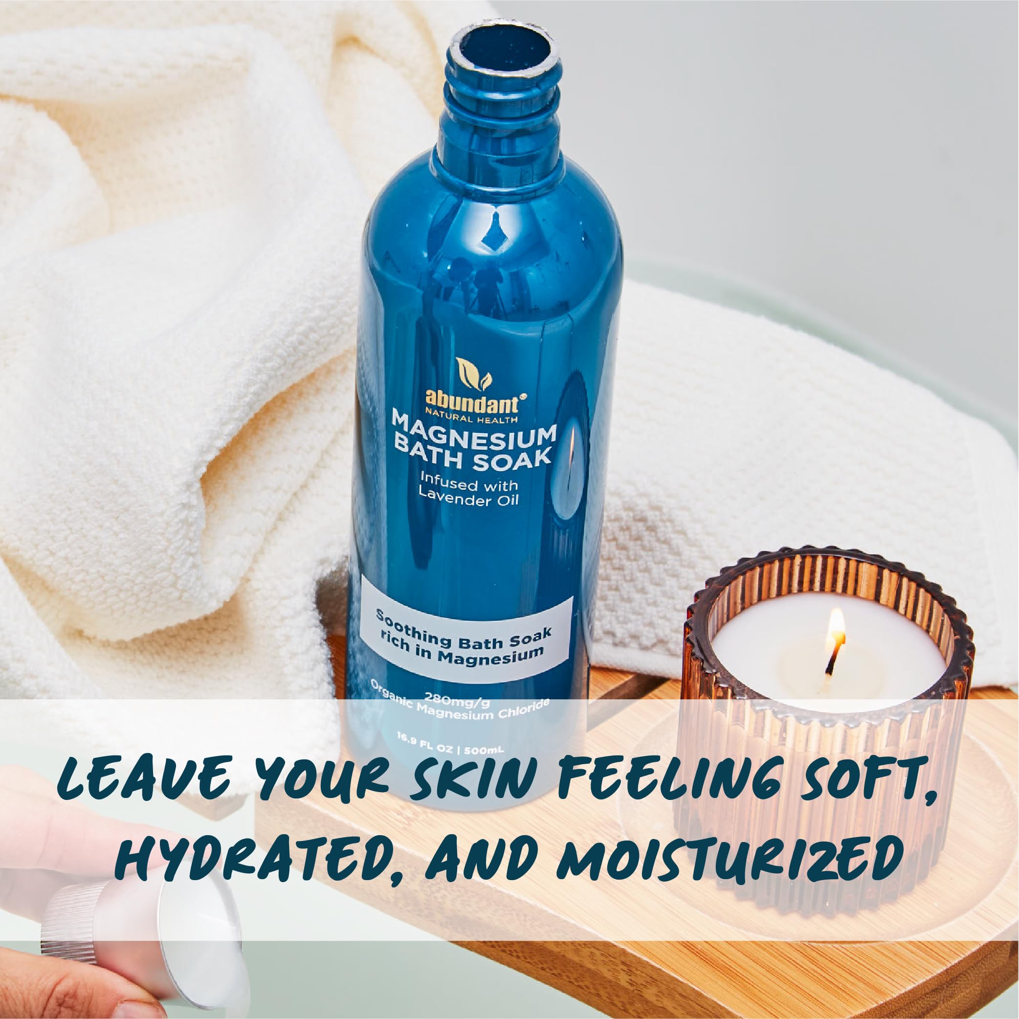 MAG I.C. Magnesium Bath Soak Infused with Lavender Oil to Hydrate, Soothe and Moisturize Skin, Relax and Replenish Muscles, Highly Concentrated Pure Magnesium Salts, 500mL