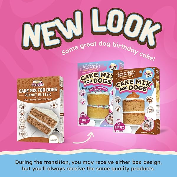 PUPPY CAKE PEANUT BUTTER DOG BIRTHDAY CAKE MIX WITH ICING – WHEAT-FREE, EASY TO BAKE/MICROWAVE – NATURAL INGREDIENTS – MADE IN THE USA