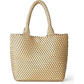 AUACDIY Woven Tote Bag for Women, Fashion Woven Bags for Women Vegan Leather Shoulder Handbags Large Summer Beach Travel Bag