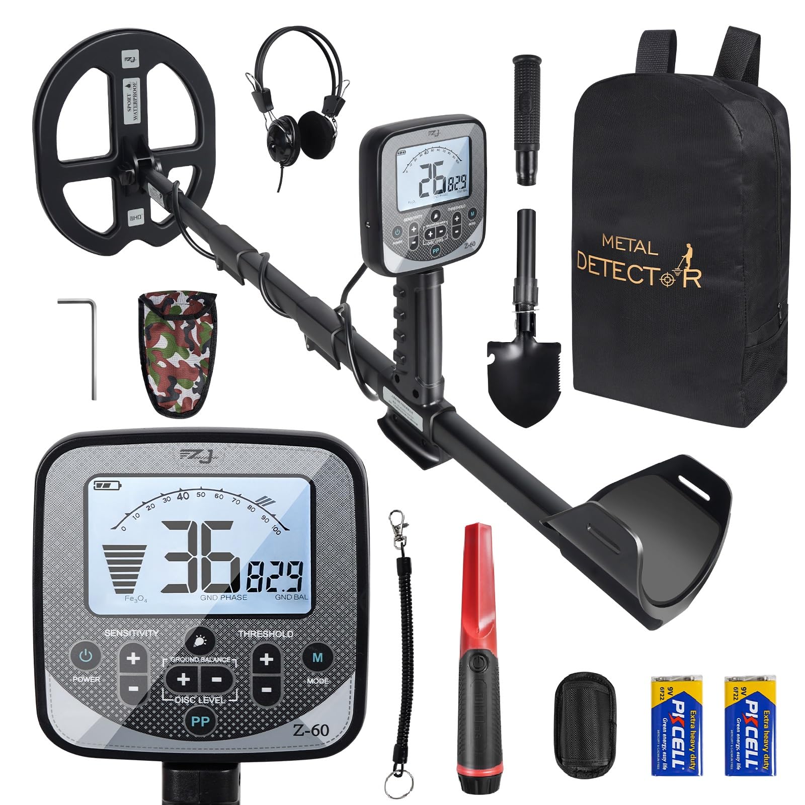Photo 1 of 16" Detection Depth Metal Detector for Adults,High Accuracy Professional Metal Detector kit with Double-D Waterproof Coil,19.2 kHz Beach Metal Detector and Pinpointer,4 Professional Modes,LCD Display