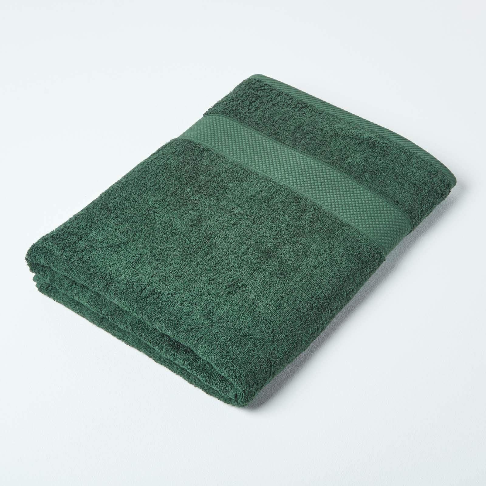 HOMESCAPES Dark Green Turkish Cotton Jumbo Towel Super Soft Thick & Absorbent 500 GSM Towel Heavy Weight for everyday Luxury — image 1