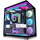 KEDIERS PC CASE ATX 9 Fans Pre-Installed, Type-C Mid Tower Computer Case with Full-View Dual Tempered Glass, Gaming PC Case,H