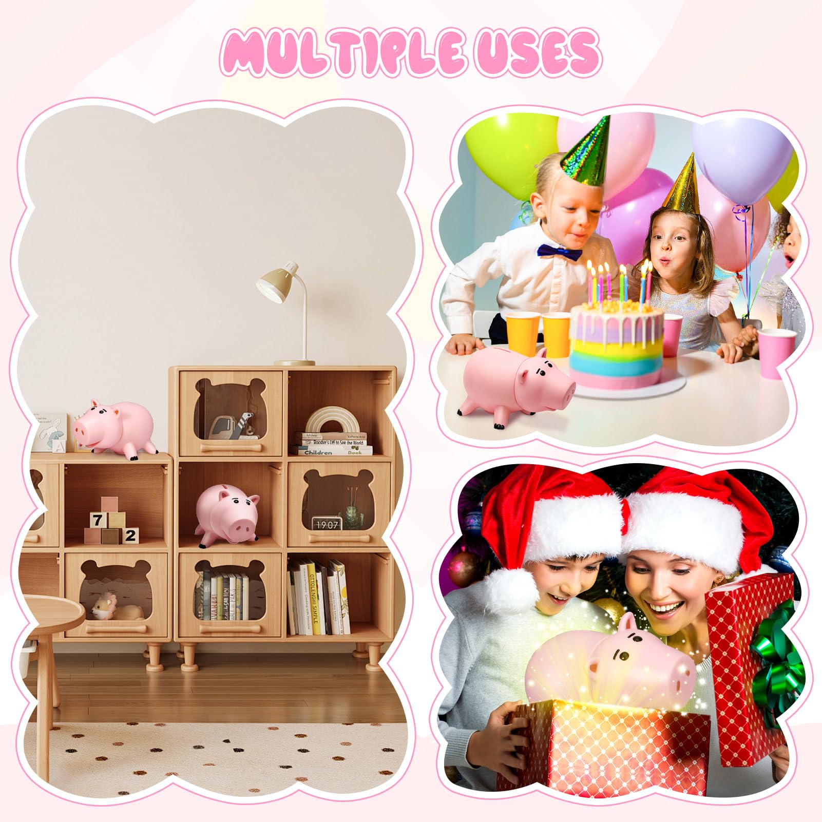 Hamm Piggy Bank Cute Pink Pig Money Box Plastic Saving Coin Box with Color Package Money Bank Great Gift Toy for Kid Children Girls Boys