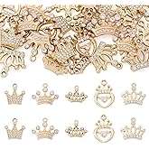 30Pcs Gold Crown Charm for Jewelry Making Mini Crystal Rhinestone King Queen Princess Crown Charm Vintage Alloy Charms for DIY Crafts Necklaces Keychain Earrings Party Decoration Valentine Gift