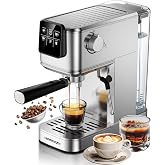 HomCozy 20 Bar Espresso Coffee Machine with Rapid Cold Brew Tech, Milk Frother, Touch Screen Control, Compact Water Tank, Ideal for Lattes, Cappuccinos, Americano, Home &amp; Office(Sliver)