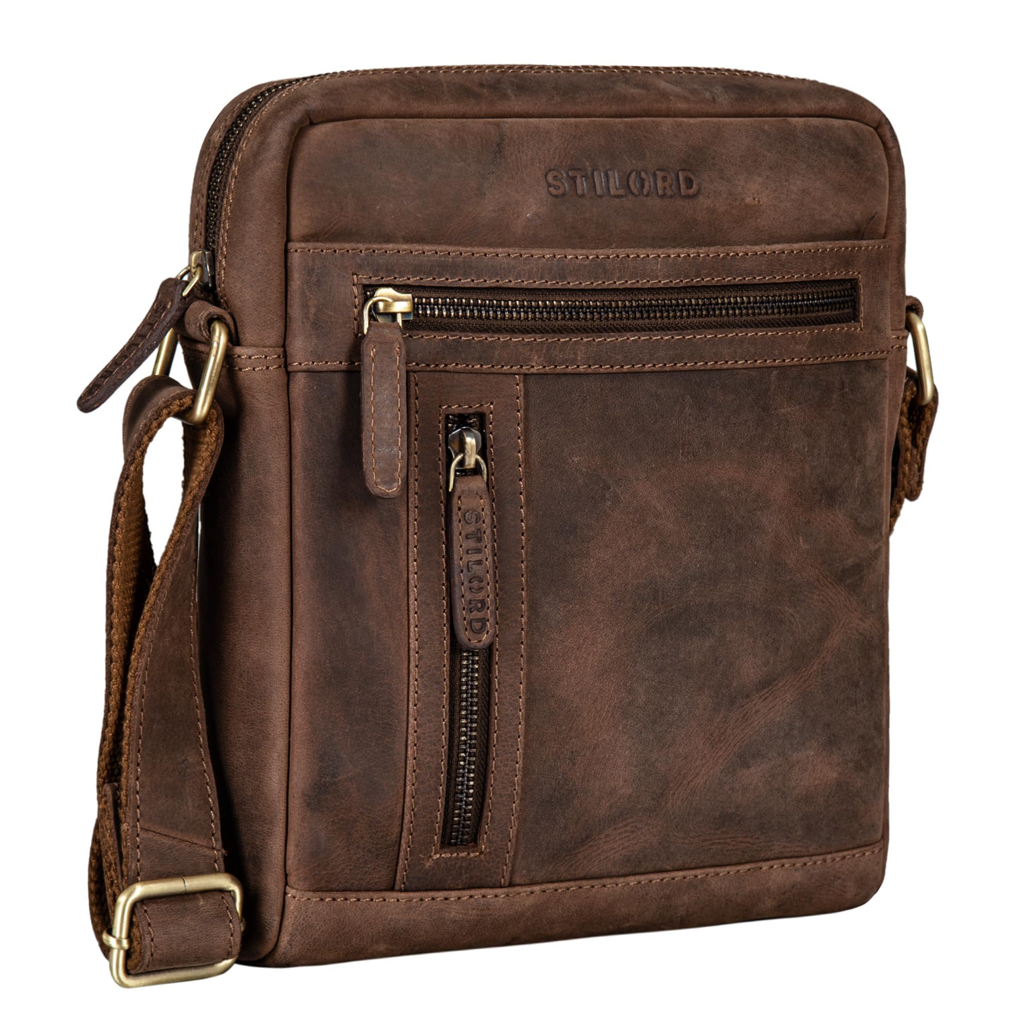 STILORD "Vince" Small Cross-Body Bag for Men Leather Vintage Shoulder Bag for 10.1 Inch Tablet in Genuine Leather Colour:Veleta - Brown