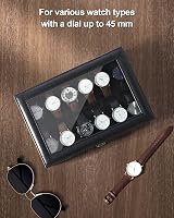 Uten Watch Box 12 Slots Display Case with Glass Lid Black Leather view 5
