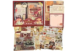 AHMAGEN 348pcs Scrapbook Kit, Scrapbooking Supplies kit with Aesthetic Scrapbook Paper, Washi Stickers, Washi Tape, A6 Notebook Art Journaling Kit for Bullet Junk Journal Planners DIY for Adults Teens Girls