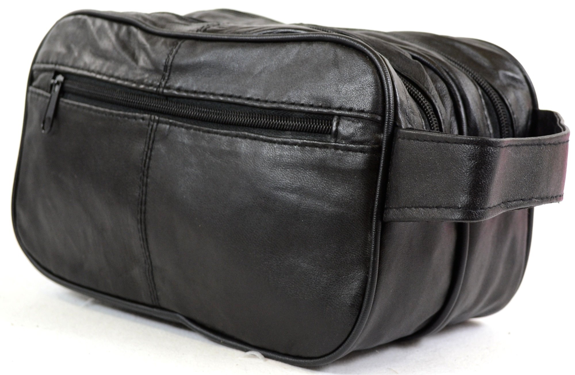 Mens Super Soft Nappa Leather Toiletries Travel Holiday Over Night Weekend Wash Bag
