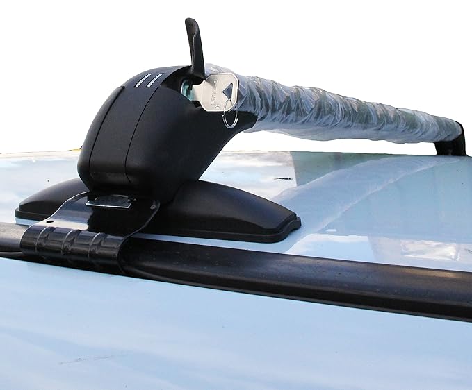 UNIVERSAL 4X4 CAR ROOF BARS RAIN GUTTER MOUNT ANTI THEFT KEY NO RAILS