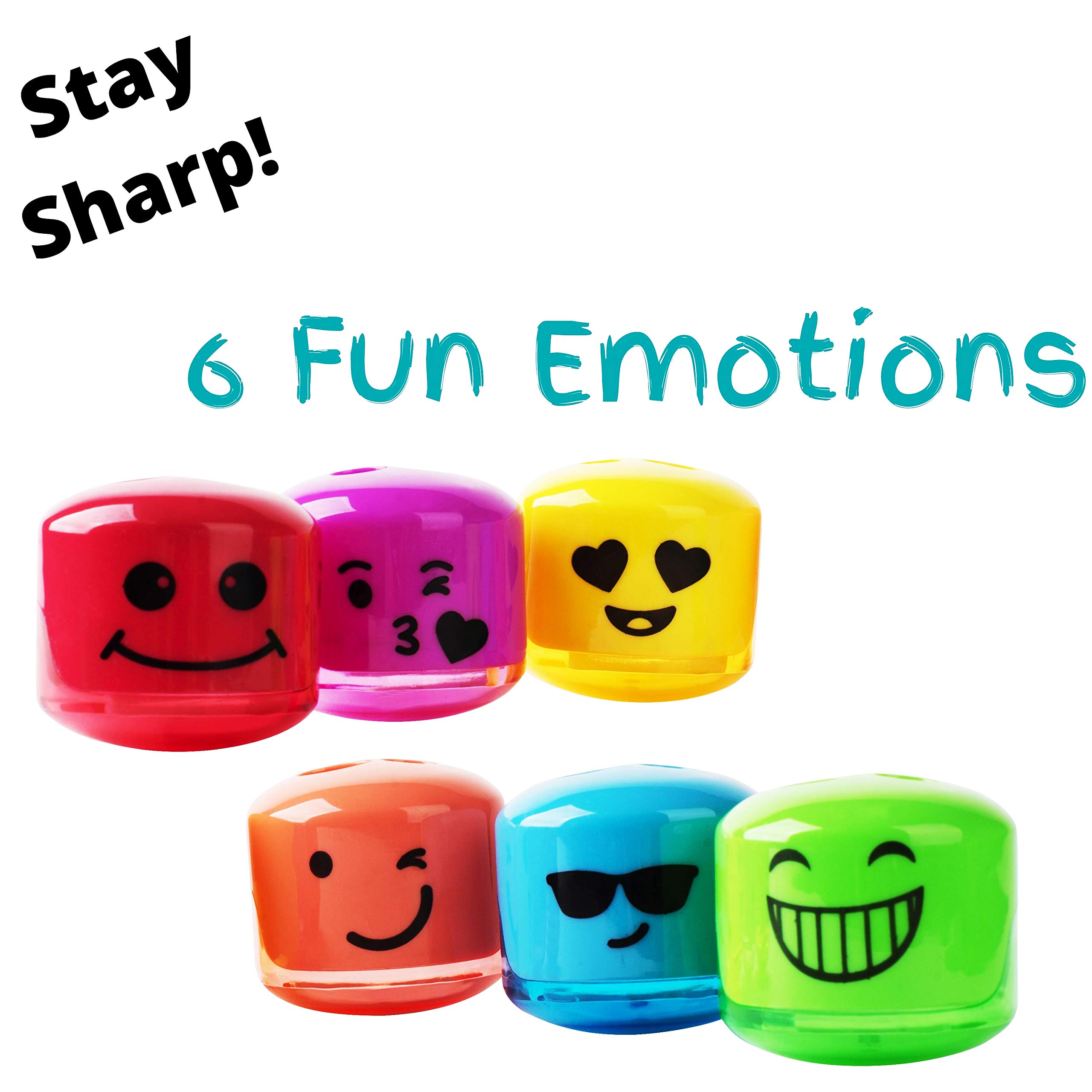 Mr. Pen- Pencil Sharpener, Smiley Sharpener 6 Pack, Pencil Sharpener Kids, Back to School Supplies