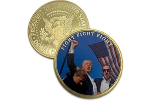 Aizics Mint Donald Trump Fight Election Coin 2024 with Certificate of Authenticity, Republican President Candidate Coin, Trump Challenge Coin 2024, Iron Plated, 38 x 2.5mm