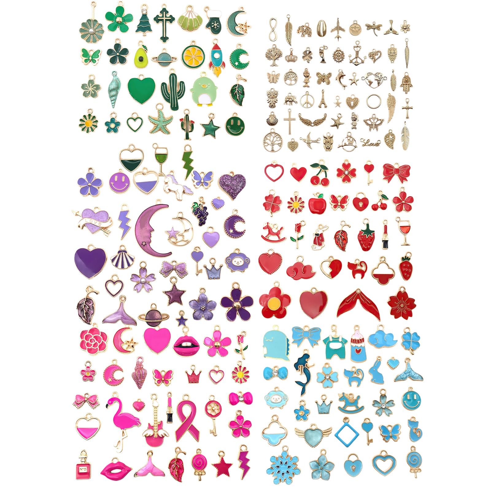 200Pcs Mixed Color Diy Small Charms, Cute Jewelry Making Charms, Drip Oil Bracelet Charms For Jewelry Making Scrapbooking Crafts Necklace Earring Crafting Bracelet Design Keychain Creation (200Pcs)