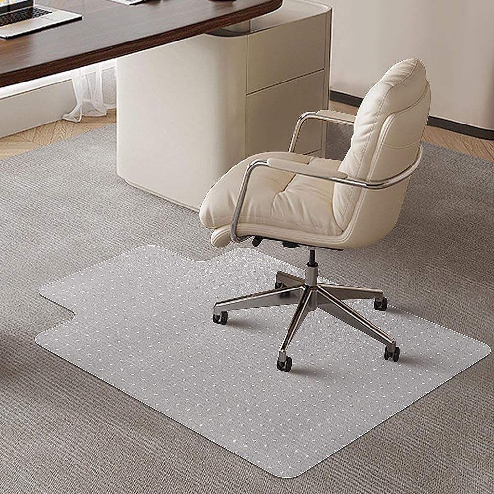 SHAREWIN Office Chair Mat 120x90 cm for Carpeted Floors Lip Anti-Slip Clear