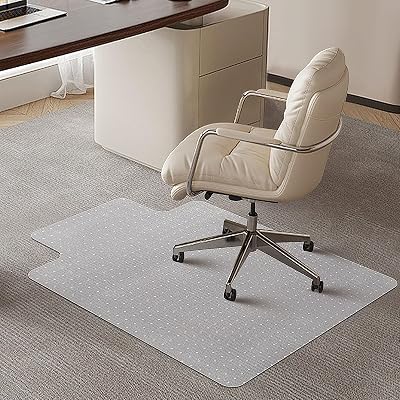 SHAREWIN Office Chair Mat 120x90 cm for Carpeted Floors Lip Anti-Slip Clear