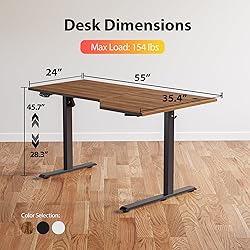 Agilestic Electric Standing Desk, L-Shaped 55