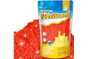 NiToy FlexiSand 2.2Lbs Play Sand, Never Dries Out-Fun for 3 Years and up Kids Bulk Refill for Sensory Sand Box Toys, Ideal for Shaping, Squeezing and Molding(Red)