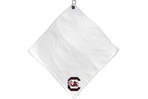 Team Golf NCAA NCAA Microfiber Towel - 15" X 15" (White) with Carabiner Clip, Premium Microfiber with Deep Waffle Pockets- Superior Water Absorption and Quick Dry Golf Cleaning Towel