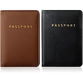 2 Pcs Passport Cover Holder for Travel Waterproof Leather Passport Wallet Case Book Travel Cruise Essentials for Women Men | 2 Pieces, Bridal, Holder, Waterproof, Holder Covers, Travel Wallet