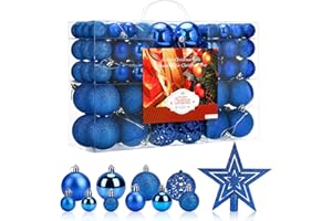 Aitsite 100 Pack Christmas Tree Ornaments Set Mini Shatterproof Holiday Ornaments Balls (Blue)