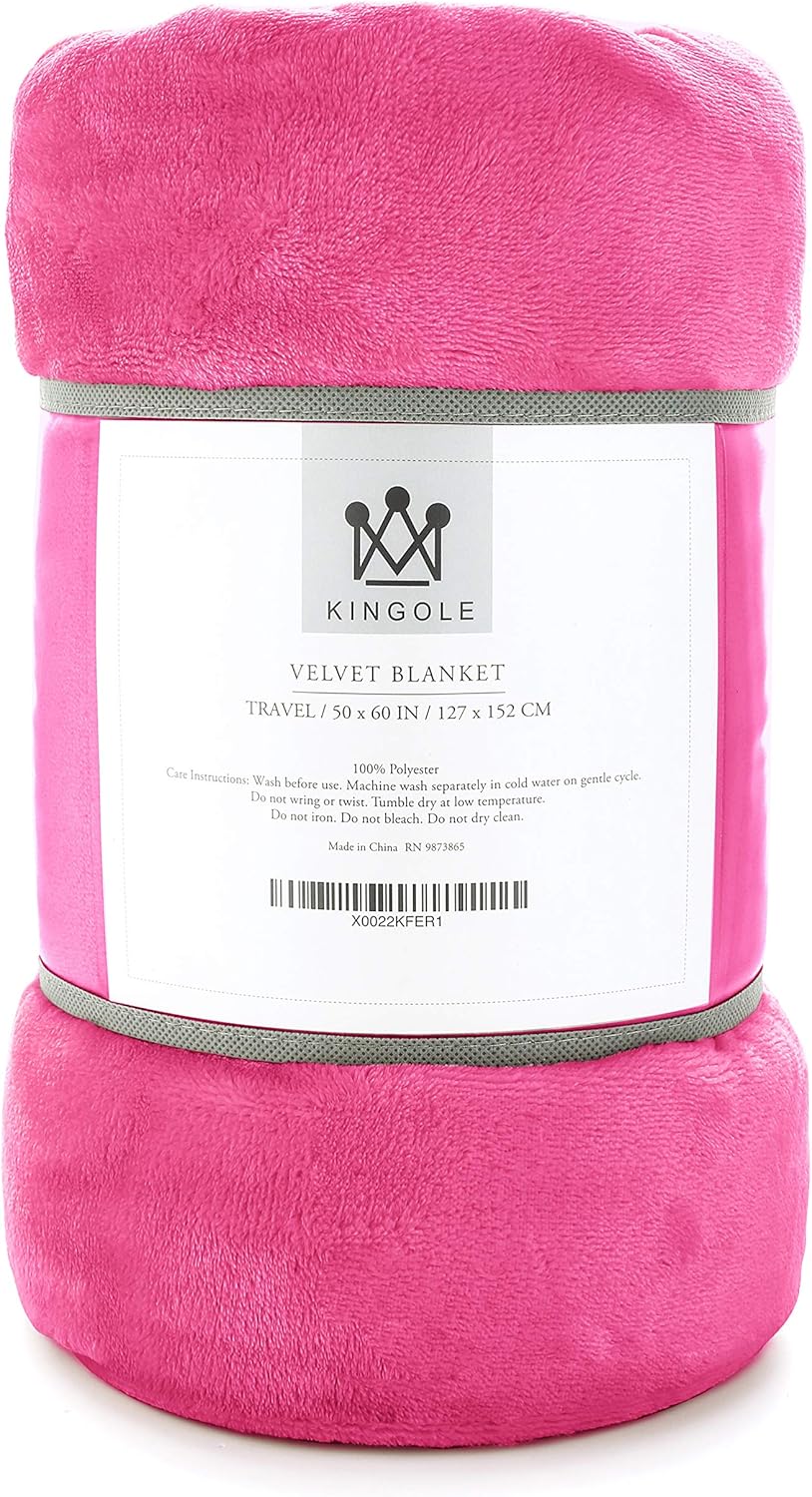 Kingole Flannel Fleece Microfiber Throw Blanket, Luxury Timid Pink Twin Size Lightweight Cozy Couch Bed Super Soft and Warm Plush Solid Color 350GSM (66 x 90 inches): Home & Kitchen