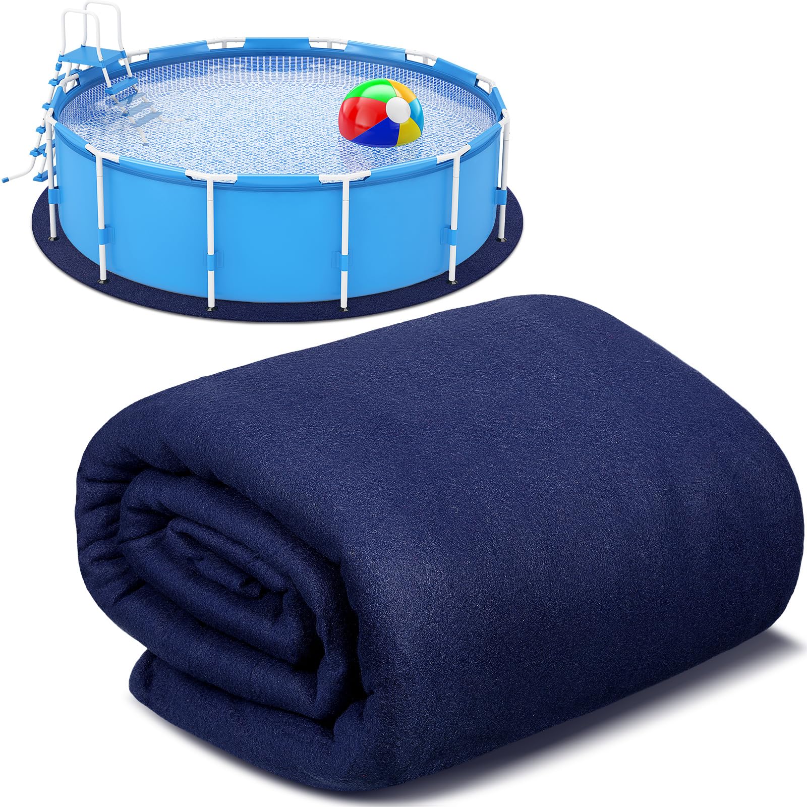 Photo 1 of Tinideya 18 ft Round Pool Liner Pad Puncture Resistant Floor Mat Above Ground Pool Liner Pool Mats for Pool Bottom Durable Polyester Geotextile Under Pool Pad for Swimming Pool, Navy Blue